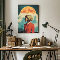 Lunar Portrait Poster Surreal Moon Wall Art Print