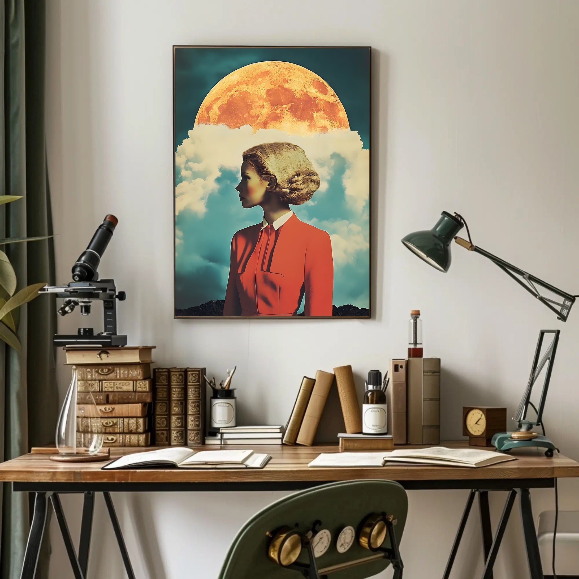 Lunar Portrait Poster Surreal Moon Wall Art Print