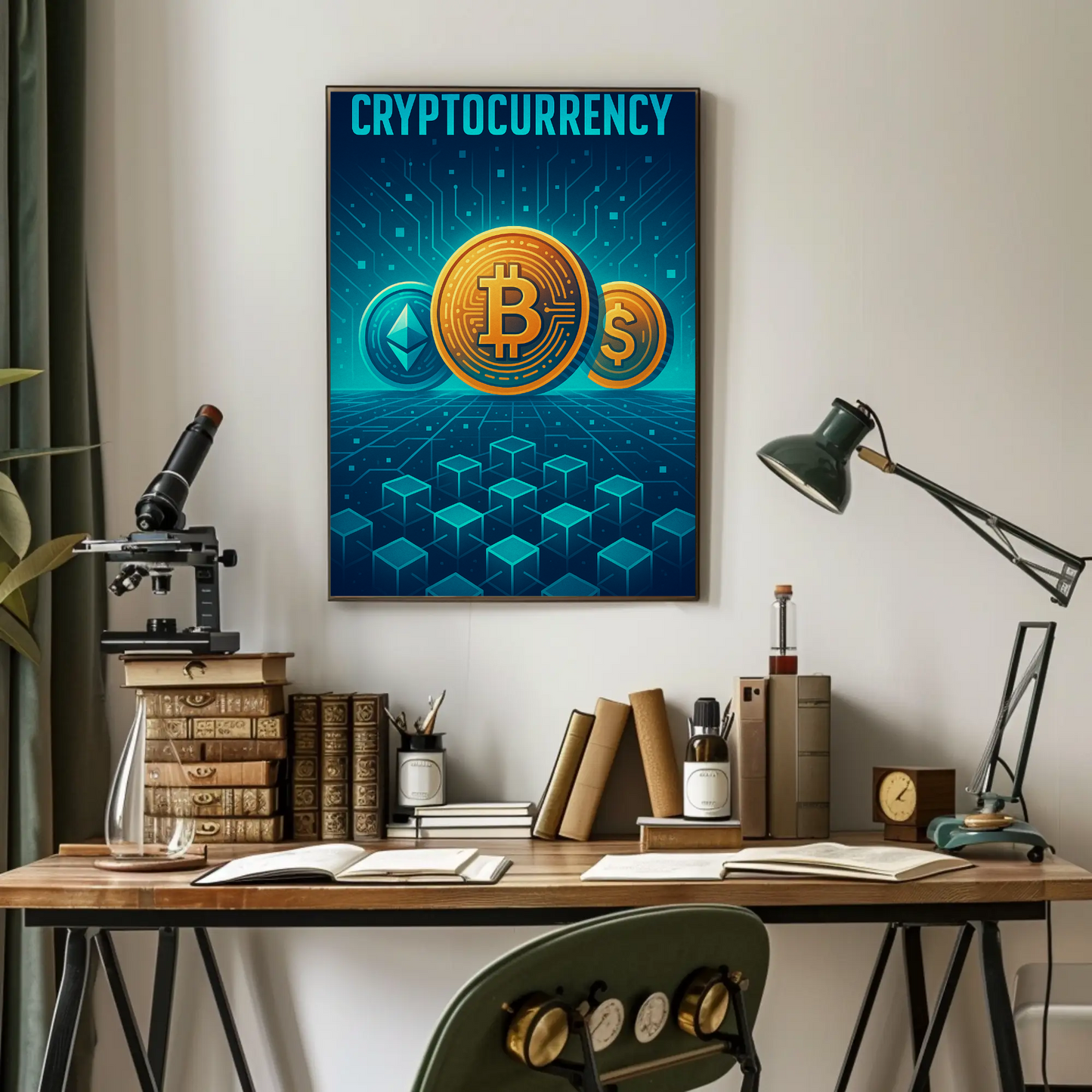 Cryptocurrency Futuristic Digital Tech Poster