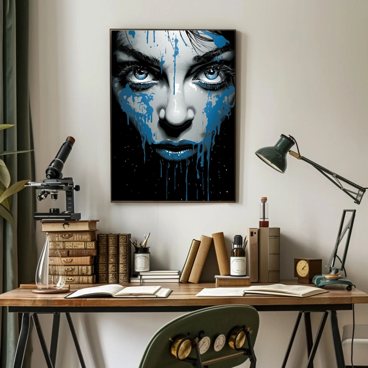 Striking Blue-Eyed Woman Abstract Art Poster