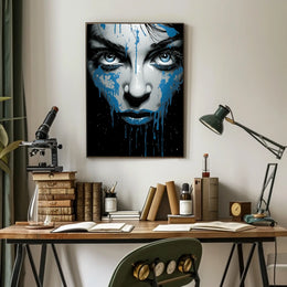 Striking Blue-Eyed Woman Abstract Art Poster