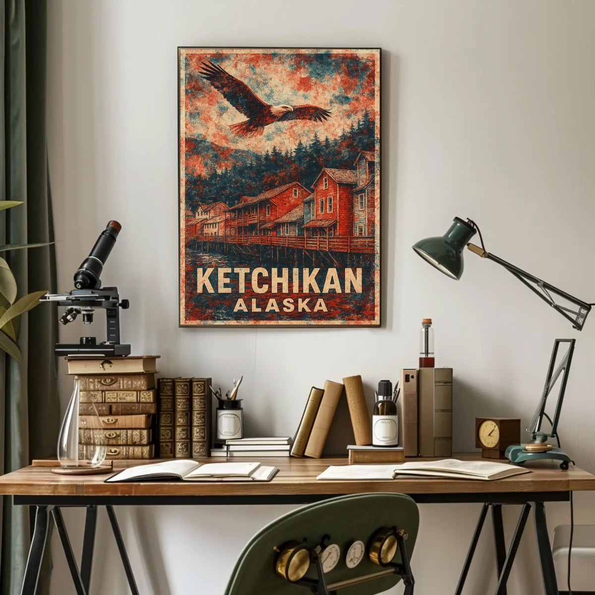 Ketchikan Eagles Vintage Coastal Travel Poster