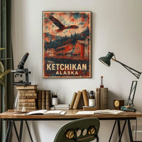 Ketchikan Eagles Vintage Coastal Travel Poster