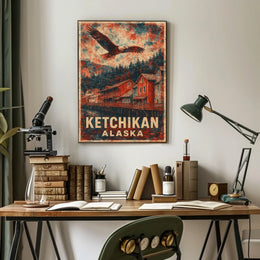 Ketchikan Eagles Vintage Coastal Travel Poster