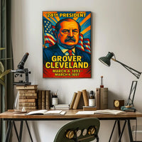 Grover Cleveland 24th President of the United States Colorful Comic Book Style Poster