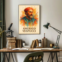 Amerigo Vespucci Watercolor Portrait Poster Art