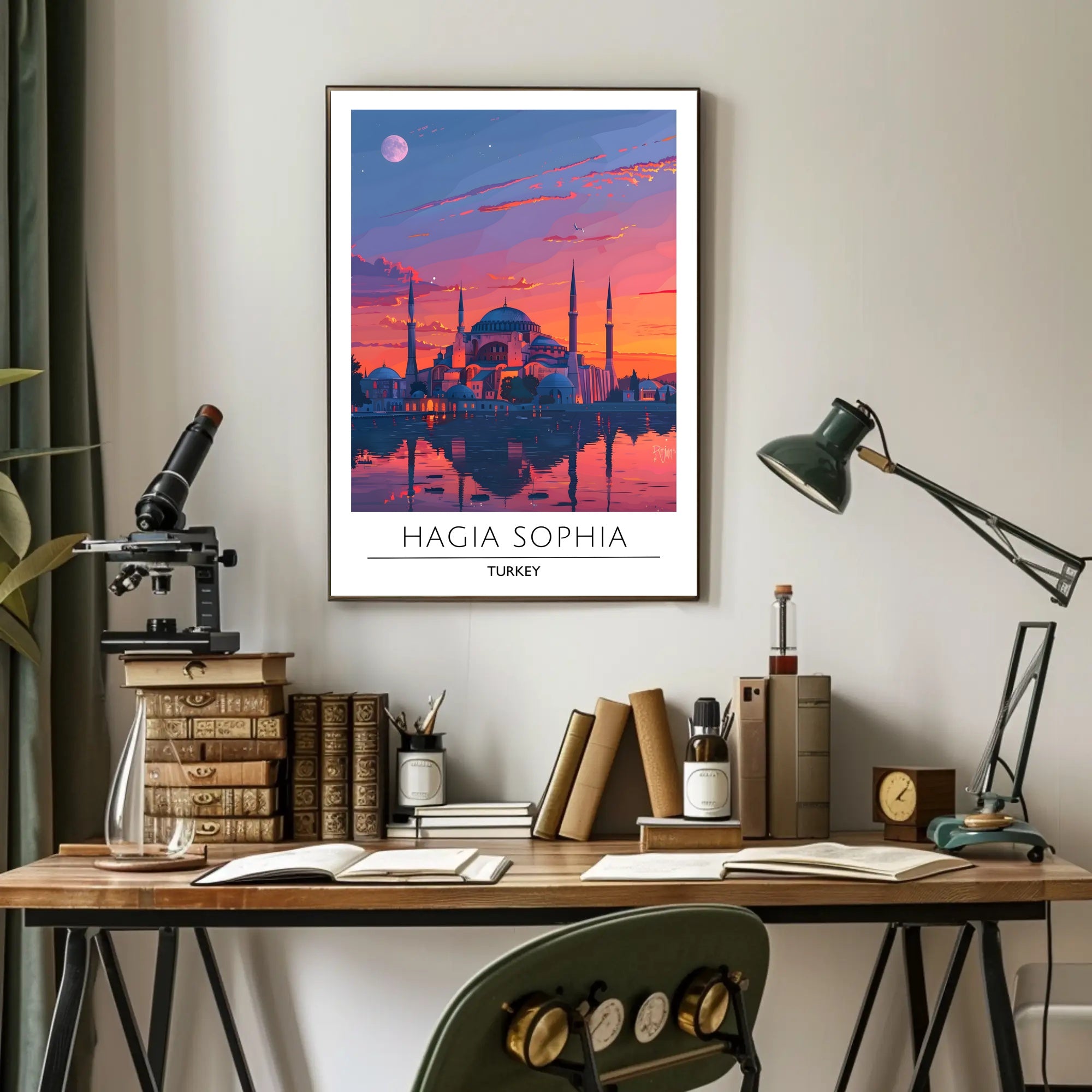 Hagia Sophia Sunset: Captivating Cultural Heritage Poster