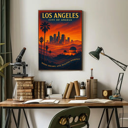 Los Angeles Dreams Retro Travel Poster Art