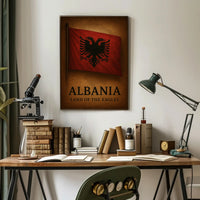 Albanian Flag Vintage Cultural Heritage Poster