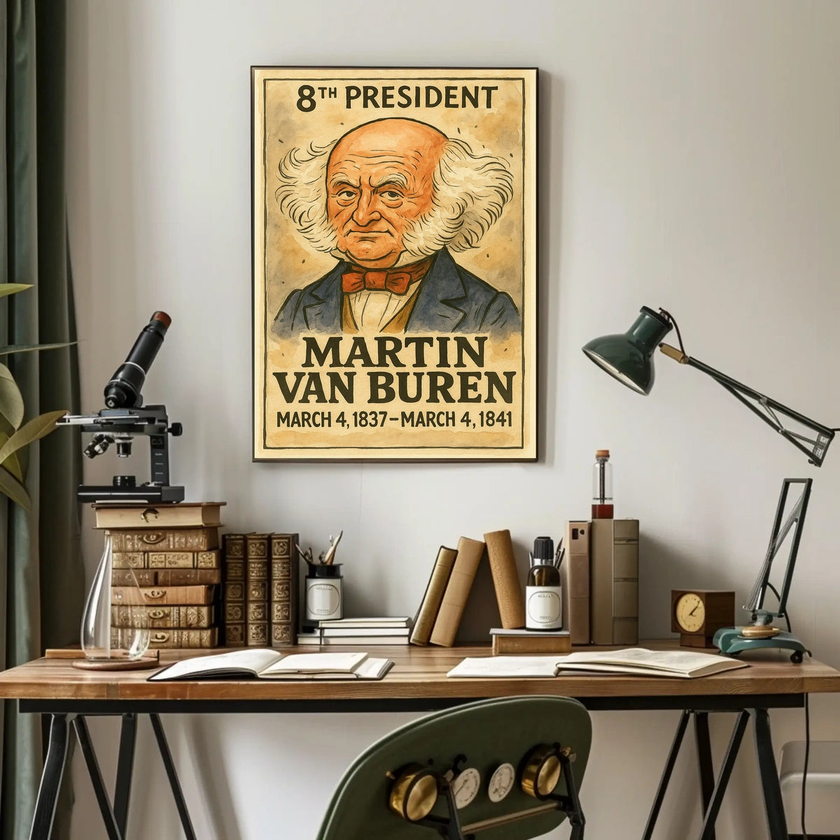 Martin Van Buren 8th President of the United States Exaggerated Cartoon Sketch Poster