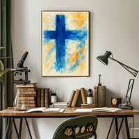 Abstract Blue Cross Abstract Poster