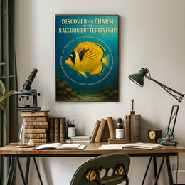Raccoon Butterflyfish Underwater Artistic Vintage Poster