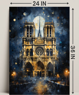Gothic Splendor Notre-Dame At Night Poster