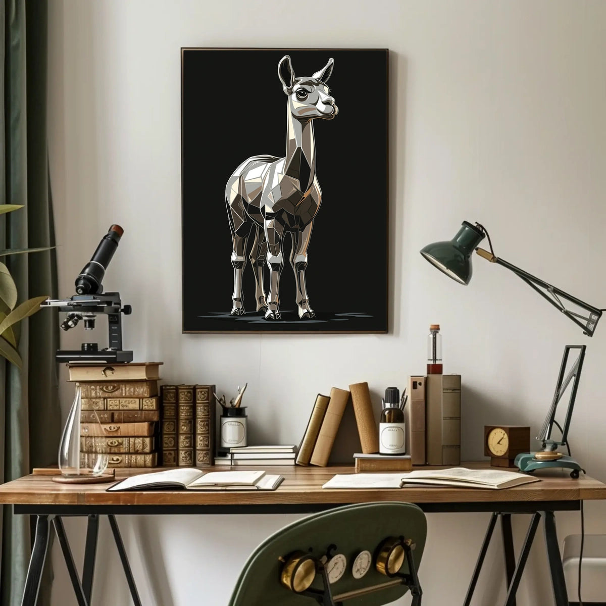 Polygonal Llama Abstract Poster: Artistic, Modern Animal Design