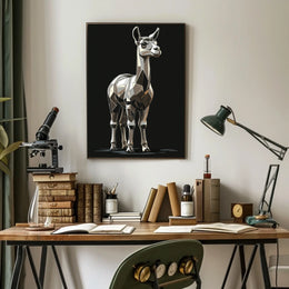 Polygonal Llama Abstract Poster: Artistic, Modern Animal Design