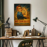 Empowerment in WWII Vintage Strong Woman Poster