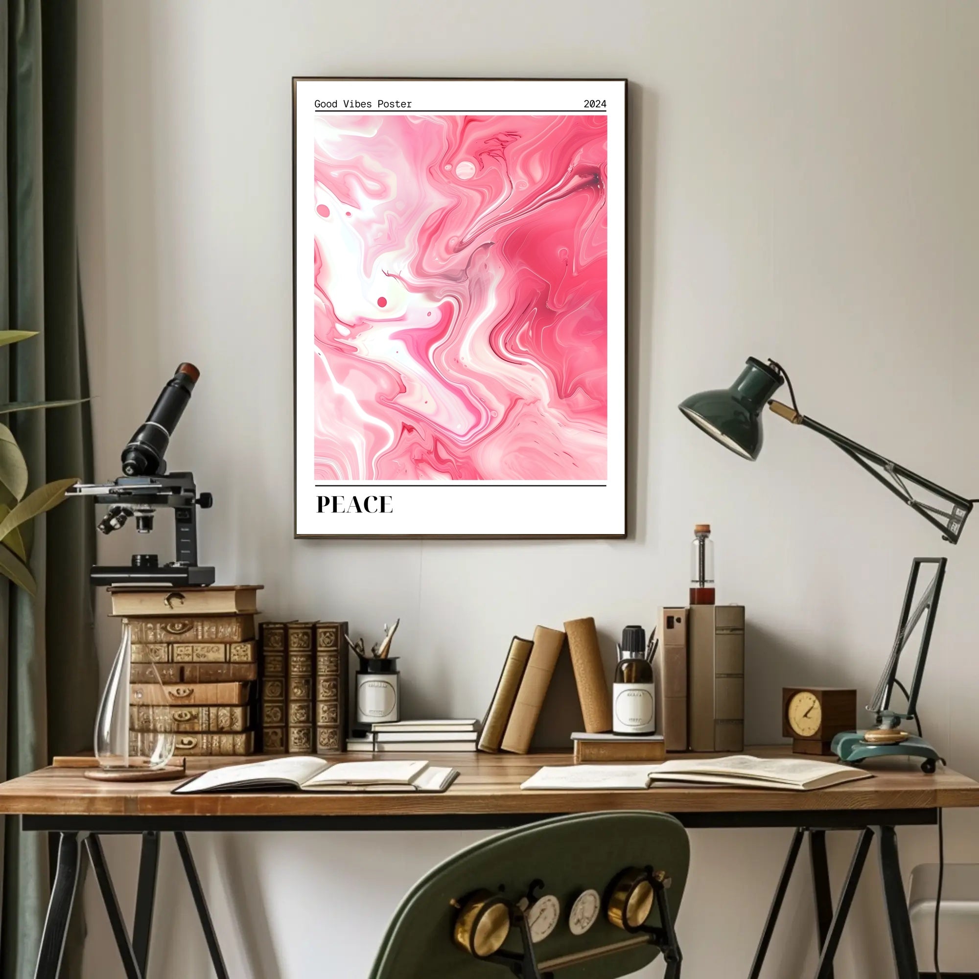 Good Vibes 2024: Serene Swirls Abstract or Artistic Poster PosterGoat