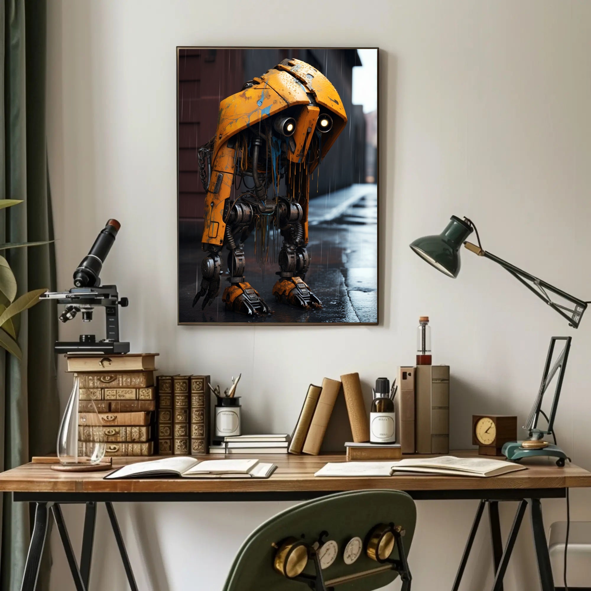 The Lonely Robot In The Rain Poster PosterGoat