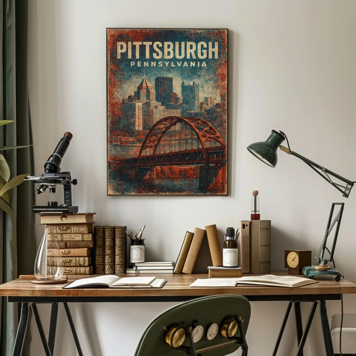 Pittsburgh Vintage Cityscape Retro Poster