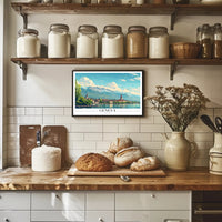Geneva Scenic Cityscape with Vintage Travel Poster Aesthetics