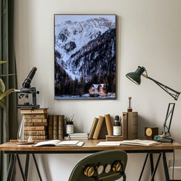 Serene Snowy Mountain Scene Winter National Park Poster