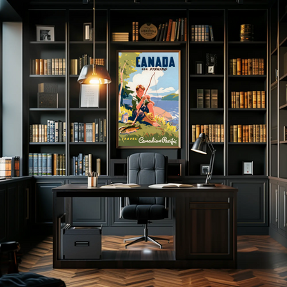 Canada for Fishing Canadian Pacific Travel Poster (1940s)
