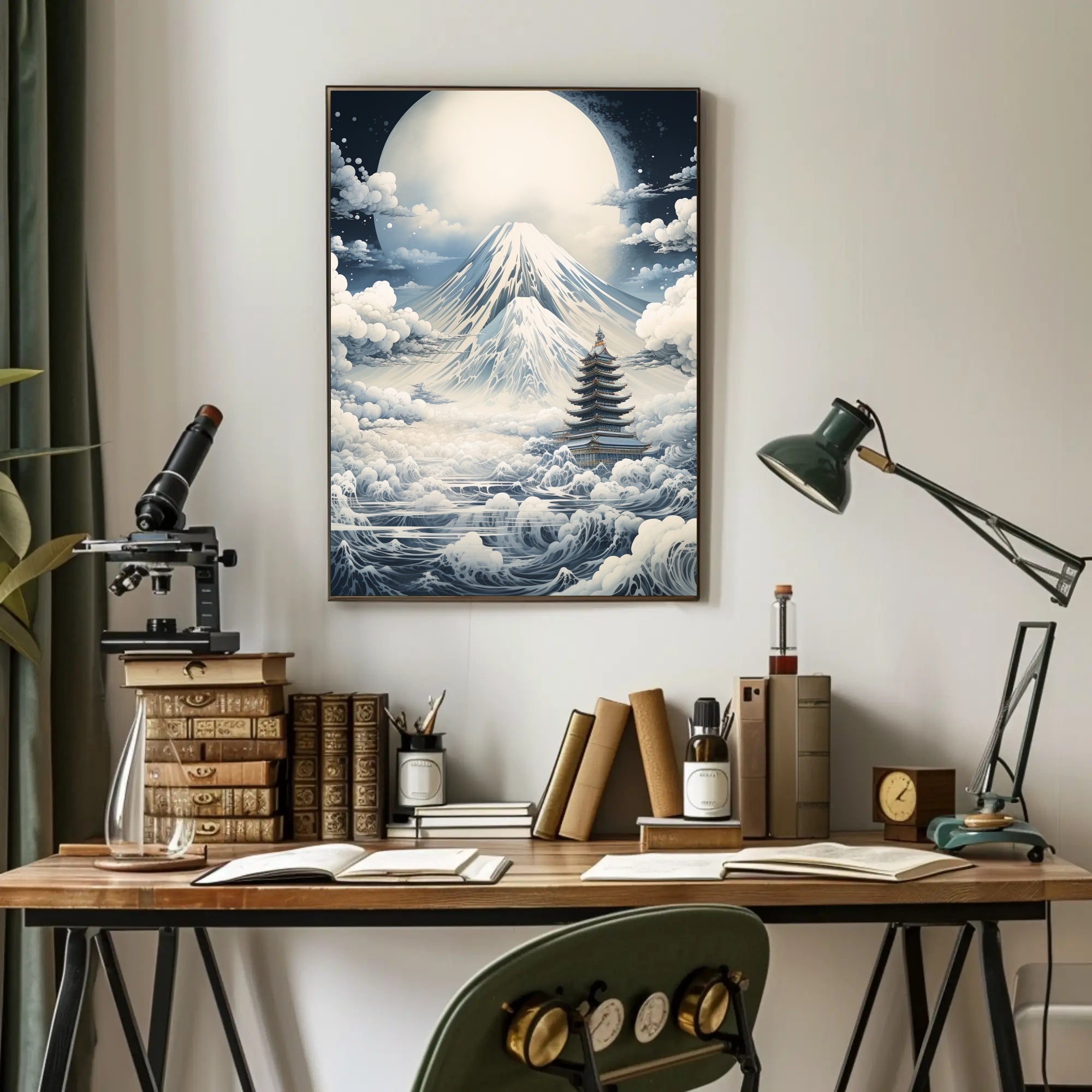 Majestic Moonlit Mount Fuji Japanese Heritage Poster