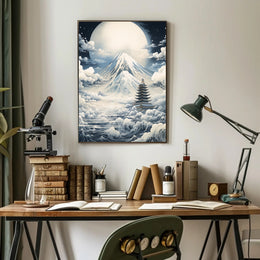 Majestic Moonlit Mount Fuji Japanese Heritage Poster