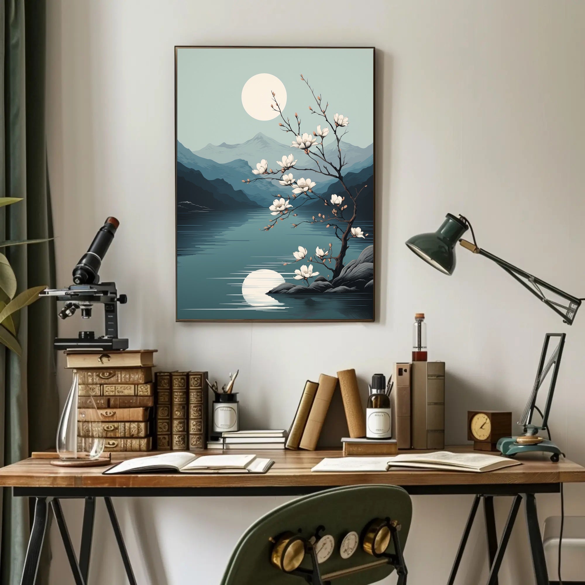 Tranquil Moonlit Blossoms Poster