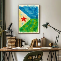Abstract Landscape With Red Star Poster