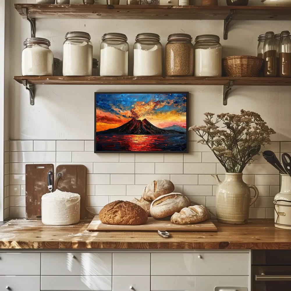 Volcanic Eruption Art Poster: Dynamic Natural Power