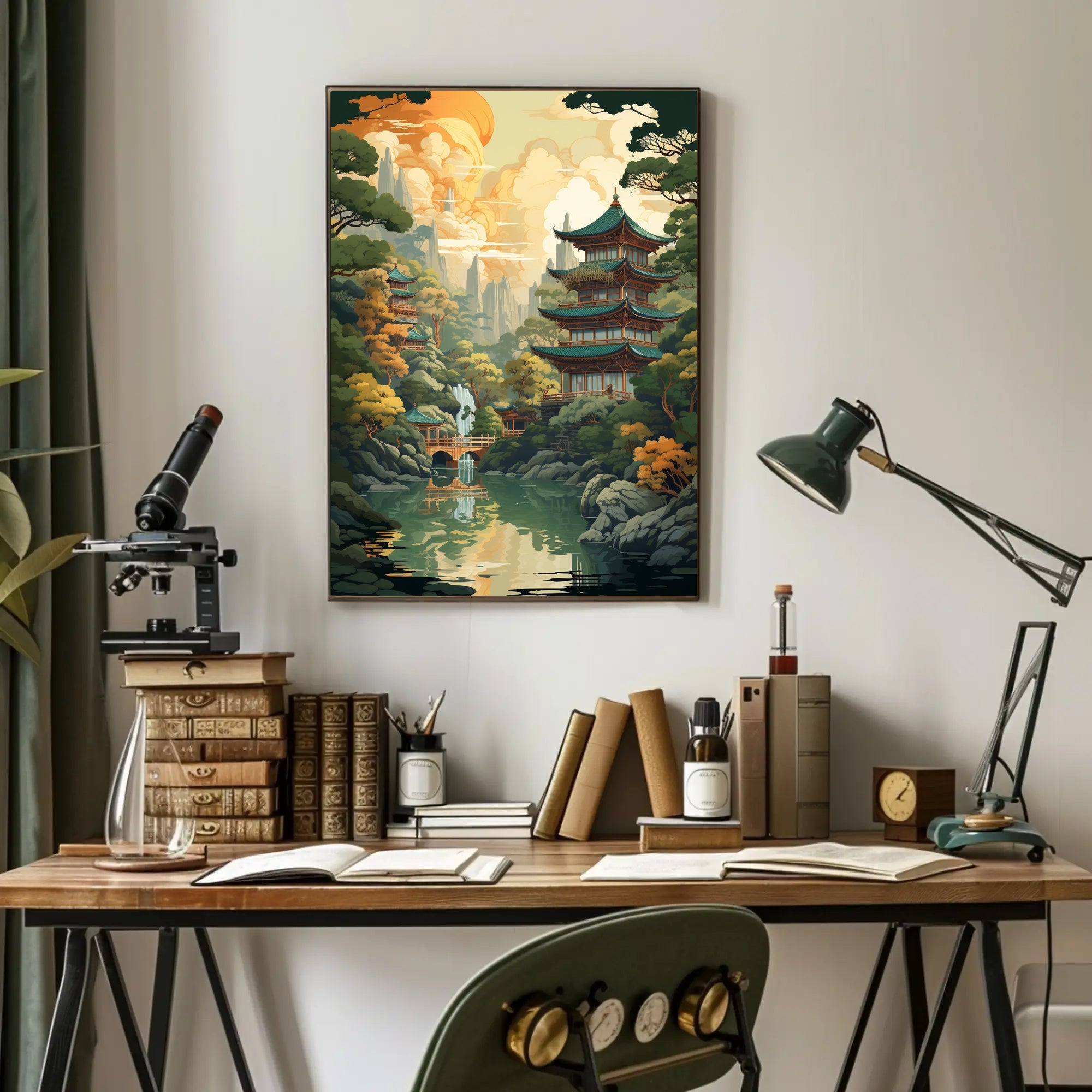 Tranquil Pagoda Landscape Poster