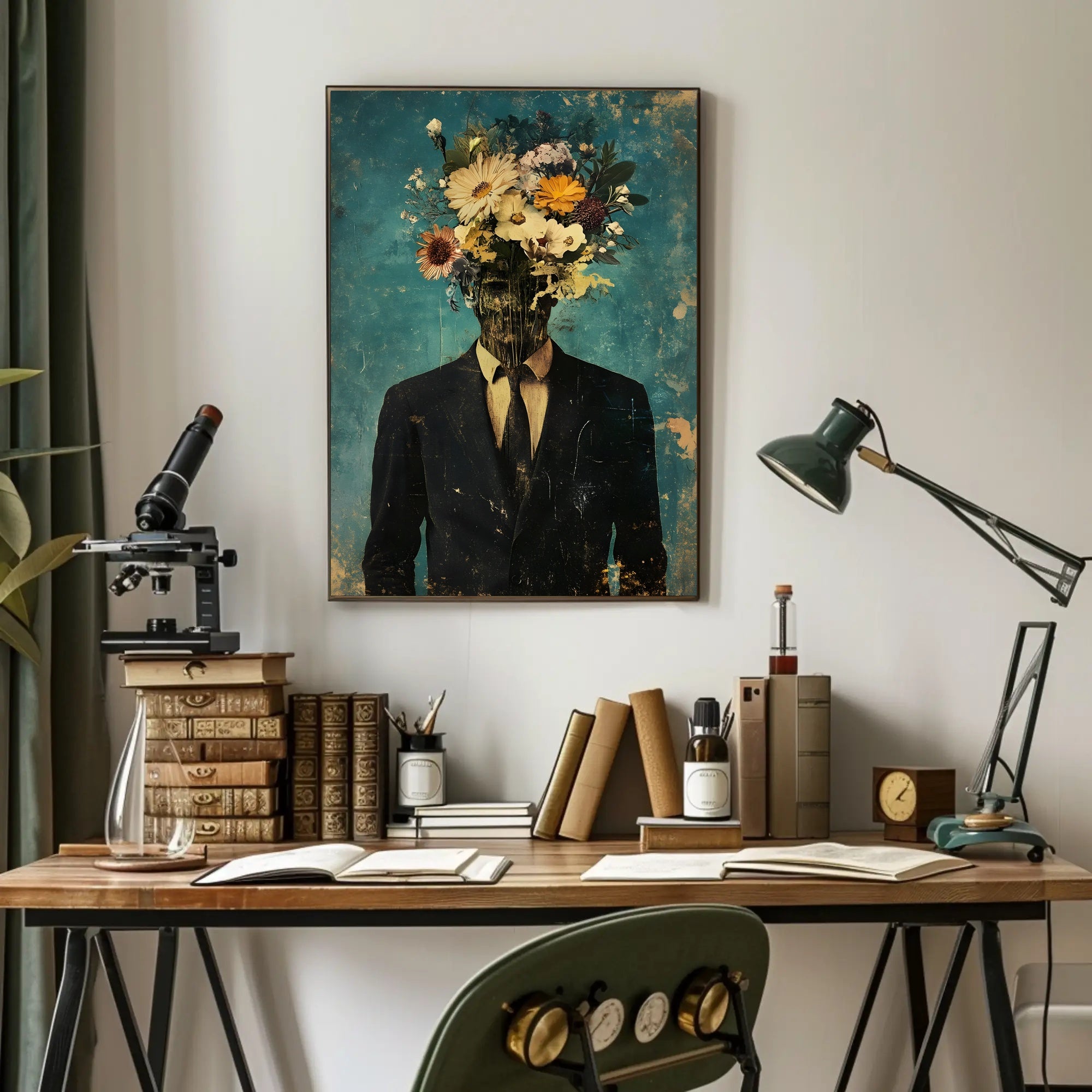 Floral Identity Surreal Poster Floral Head Wall Art