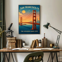 Golden Gate Bridge Vintage Travel Poster