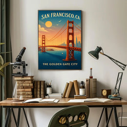 Golden Gate Bridge Vintage Travel Poster
