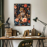 Majestic Leopard Floral Wall Art Print