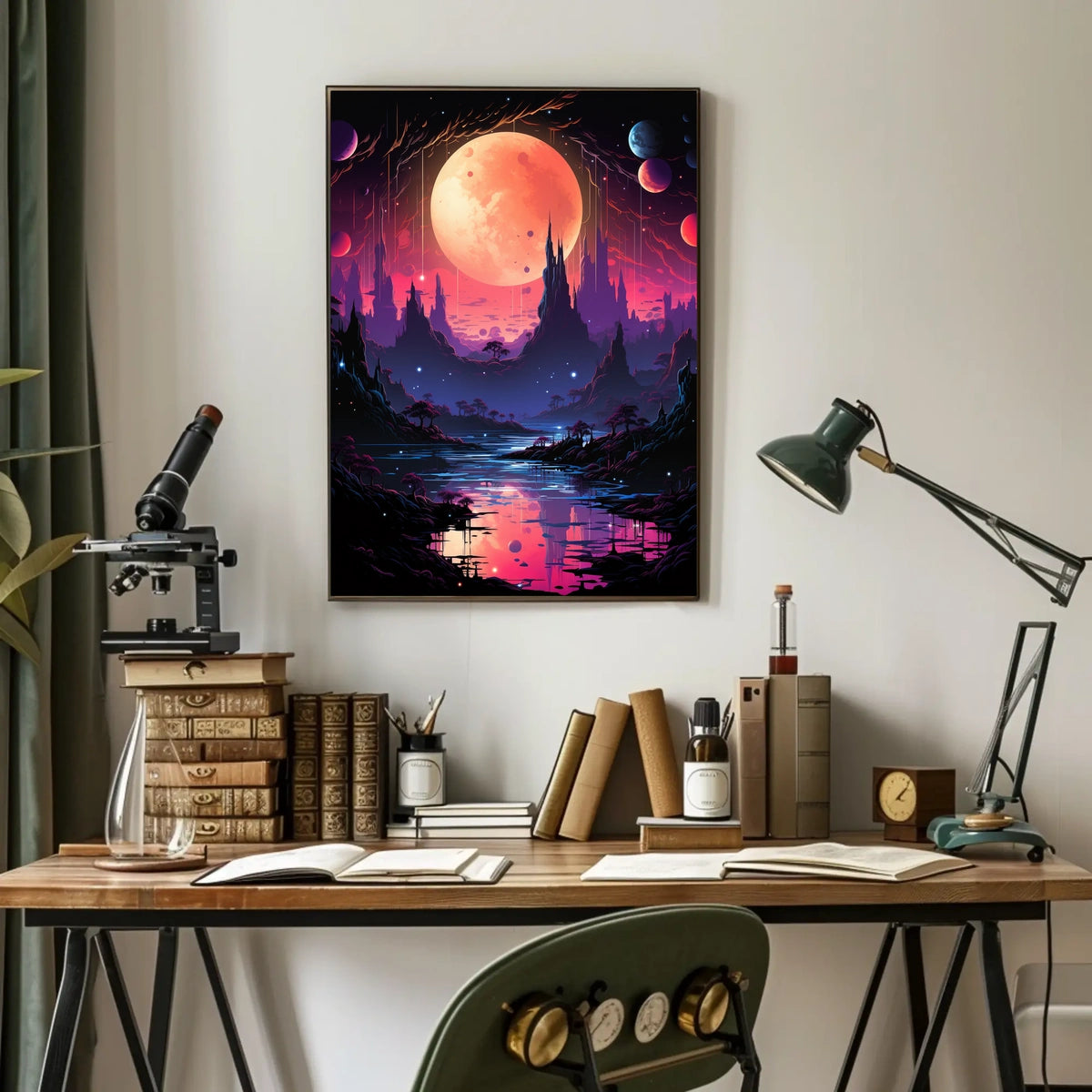 Surreal Cosmic Landscape: Vibrant Alien World Poster