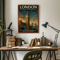 London's Iconic Landmarks Vintage Travel Poster Art
