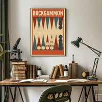 Backgammon Vintage Style Board Game Art Poster