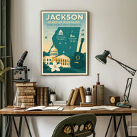 Jackson Mississippi Vintage Landmarks Cultural or Heritage Poster PosterGoat