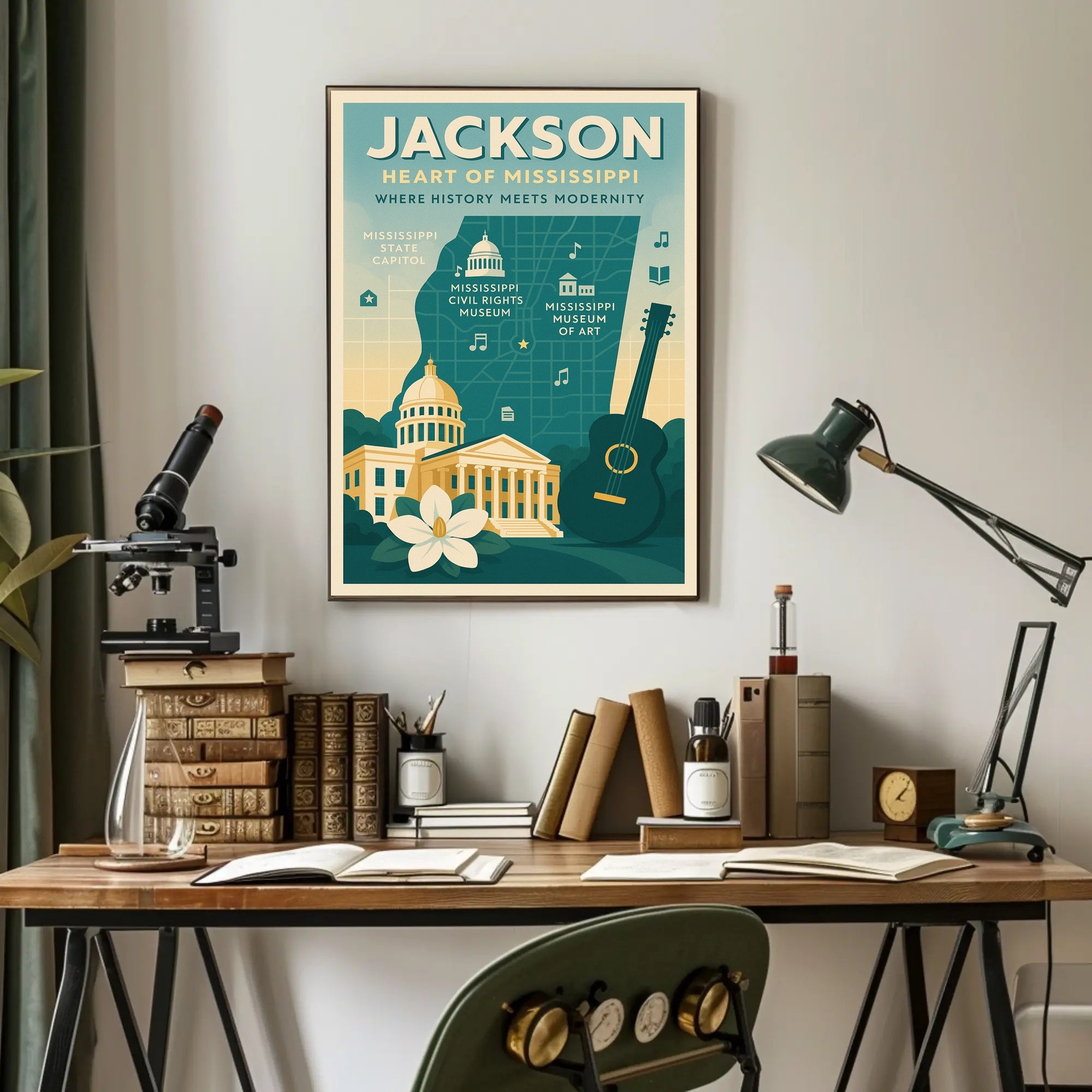 Jackson Mississippi Vintage Landmarks Cultural or Heritage Poster PosterGoat