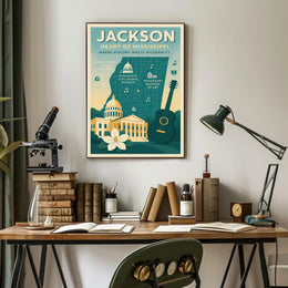 Jackson Mississippi Vintage Landmarks Cultural or Heritage Poster PosterGoat
