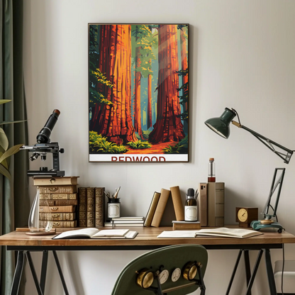 Redwood National Park California Forest Travel Poster