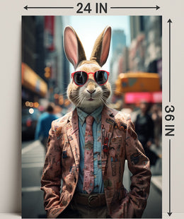 Stylish Rabbit In The City Poster