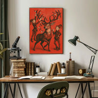 Festive Reindeer And Elves Poster