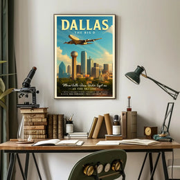 Dallas Travel Poster: Bold Vintage Cityscape Adventure PosterGoat