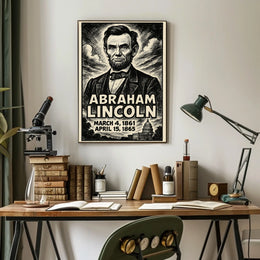 Abraham Lincoln 16th President of the United States B & W Comic Sketch Poster