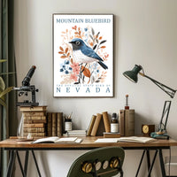 Mountain Bluebird Nevada State Bird Art Poster
