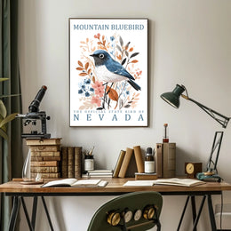 Mountain Bluebird Nevada State Bird Art Poster