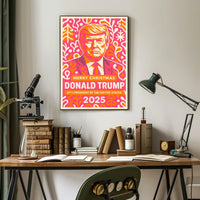 Vibrant Festive Portrait in Pink and Orange Pop Culture Poster